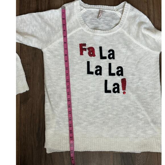 Christmas/Holiday Sweater White Fa La La Sequin Graphic Women’s Size L - Picture 6 of 6